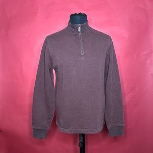 George Men's Long Sleeve 1/4 Zip Fleece Maroon Pullover Size Small